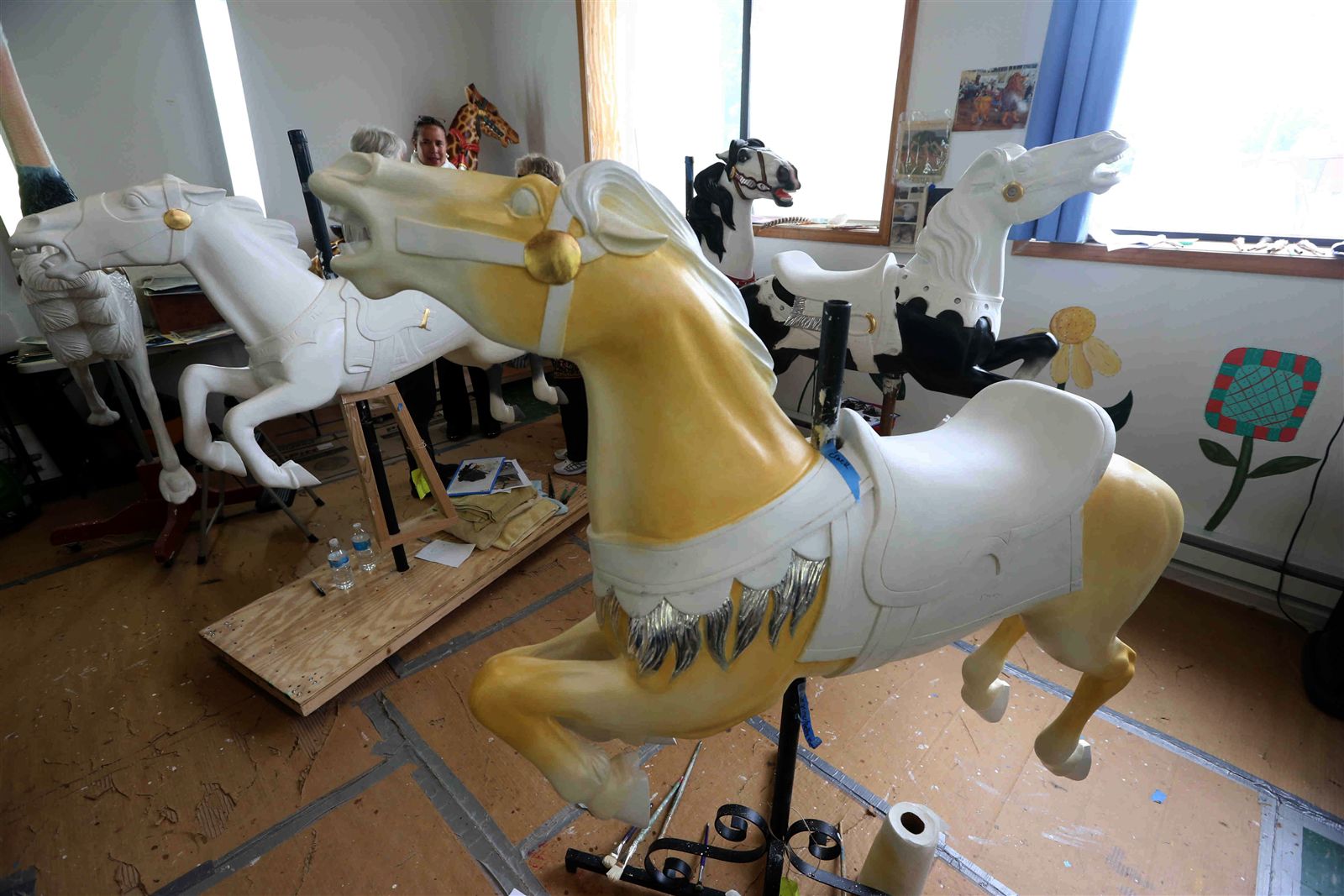 Buffalo Heritage Carousel restoration team's work in progress
